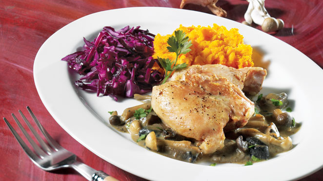 Chicken thighs with mushroom sauce