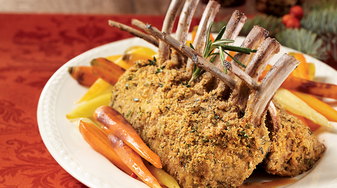 Herb-crusted rack of lamb from Stefano Faita