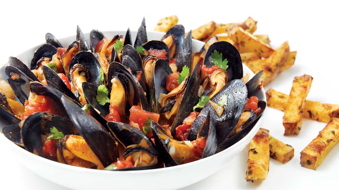 Tomato-Cilantro Mussels