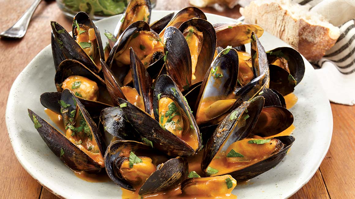 Moules sauce rosée