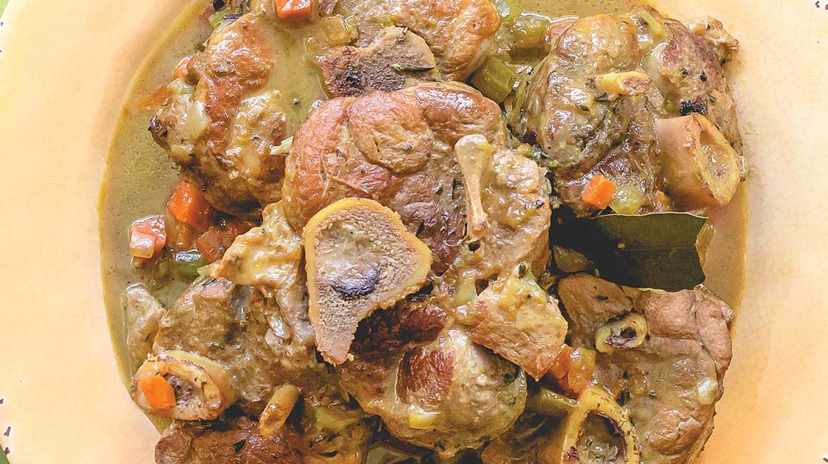 Pork osso buco with lemon