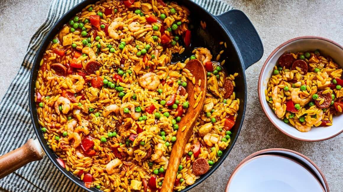 Paella rapide à l’orzo de Geneviève O'Gleman