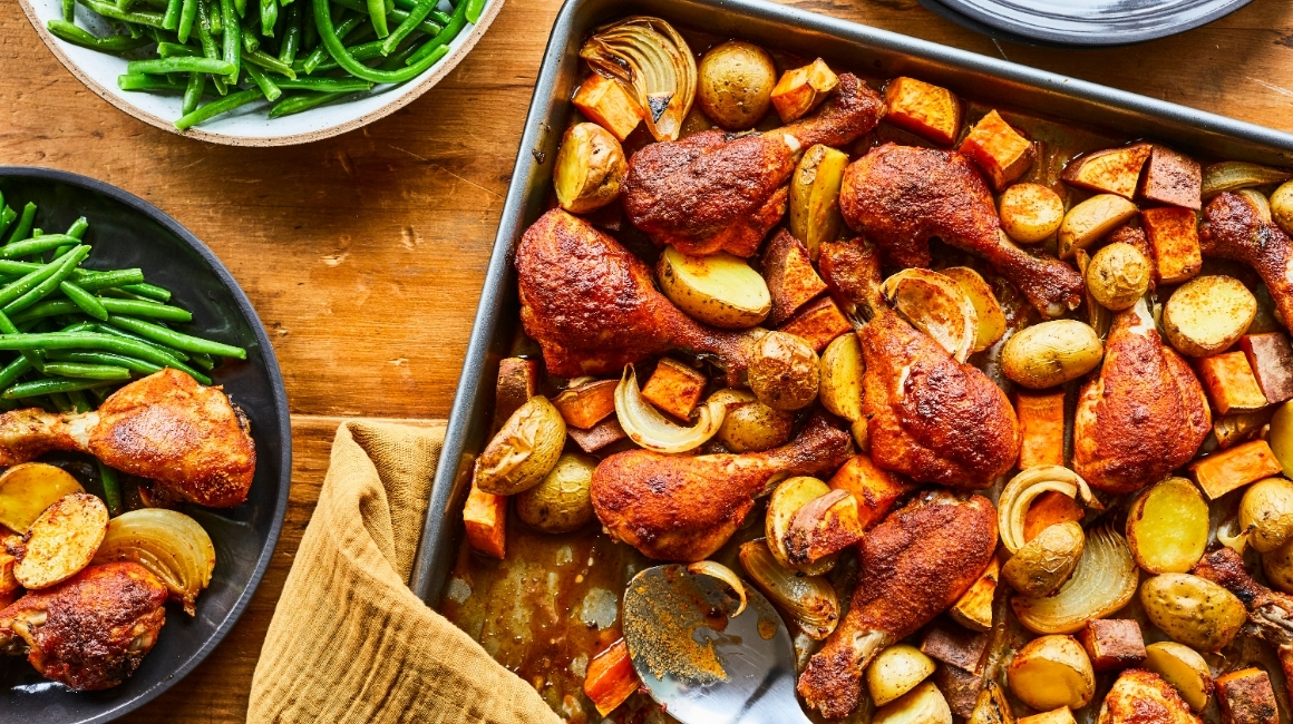 BBQ Chicken Drumstick Sheet Pan by Geneviève O’Gleman