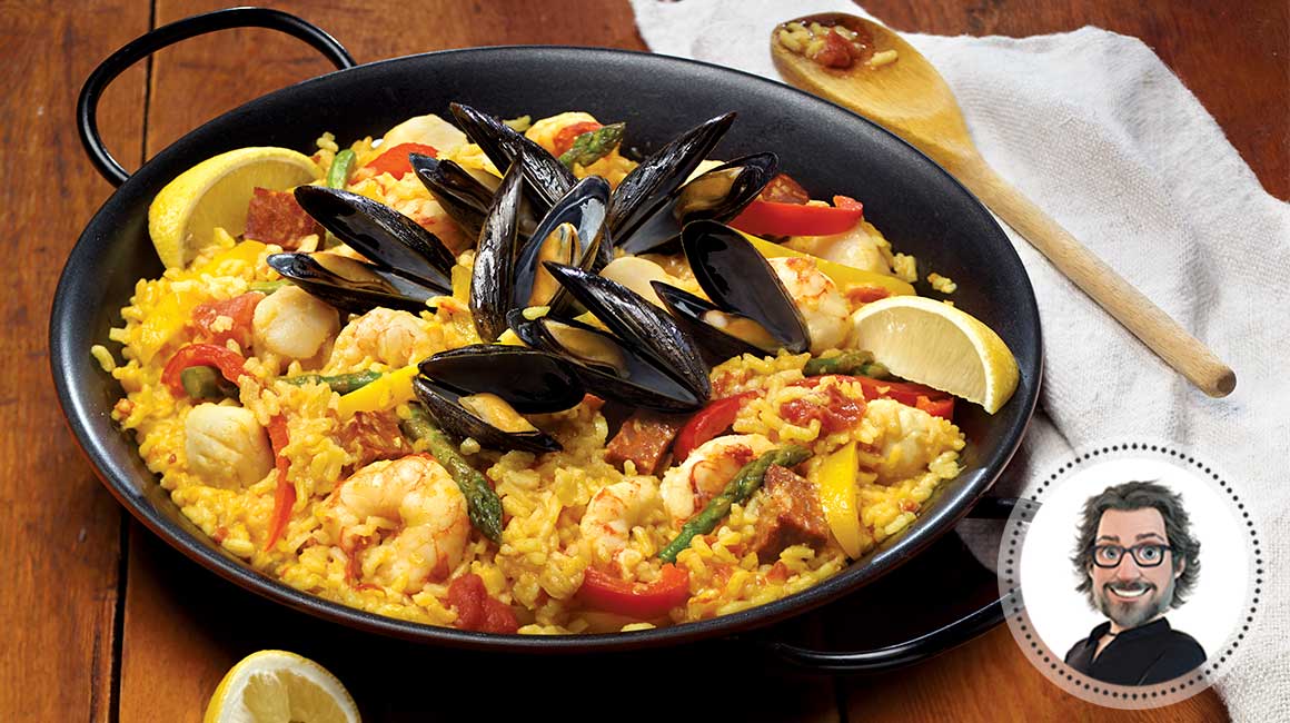 Seafood paella
