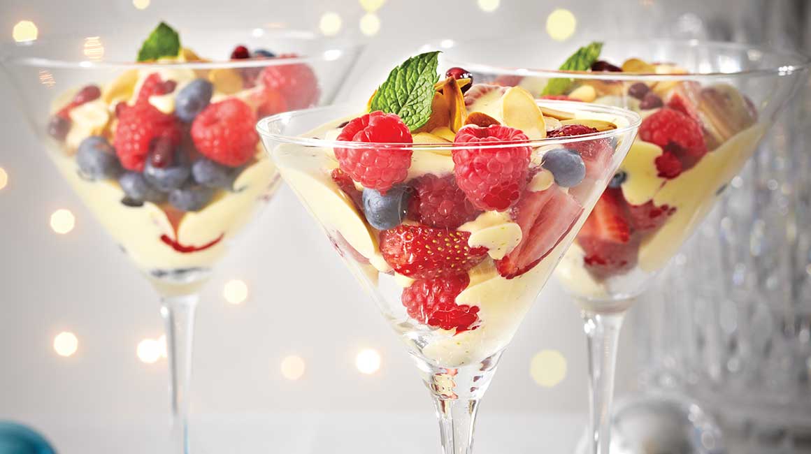 Mixed berries with almond sabayon