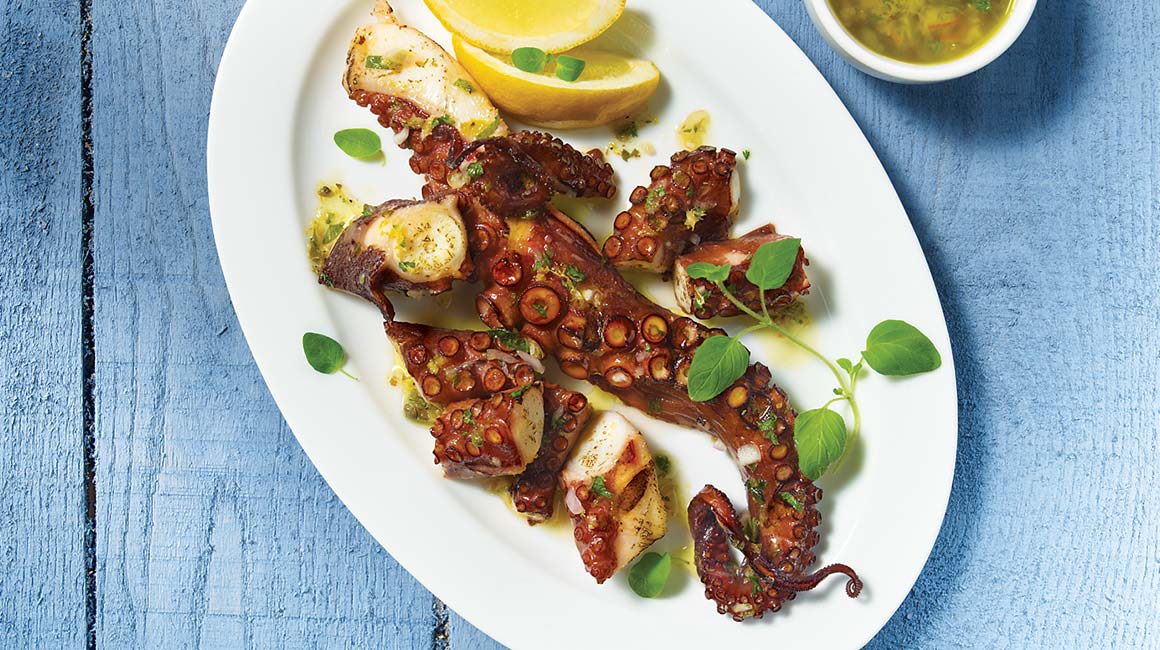 Grilled octopus with fine herbs
