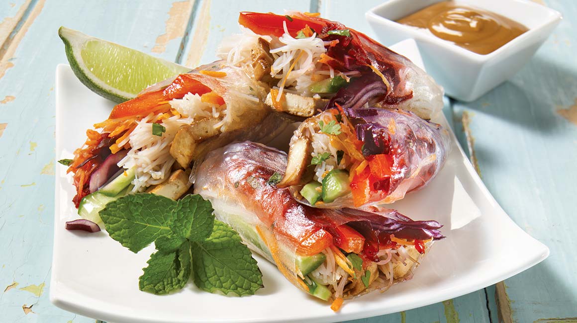 Grilled tofu spring rolls
