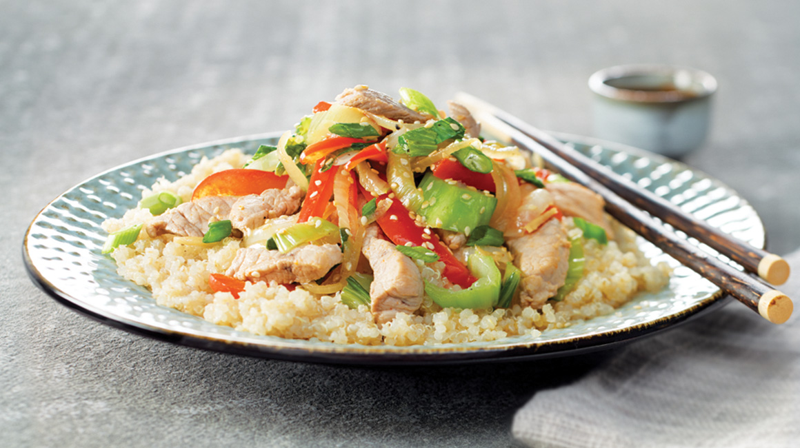 Sauté de légumes et de porc au gingembre