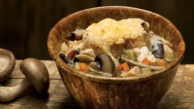 Soupe forestière au gouda