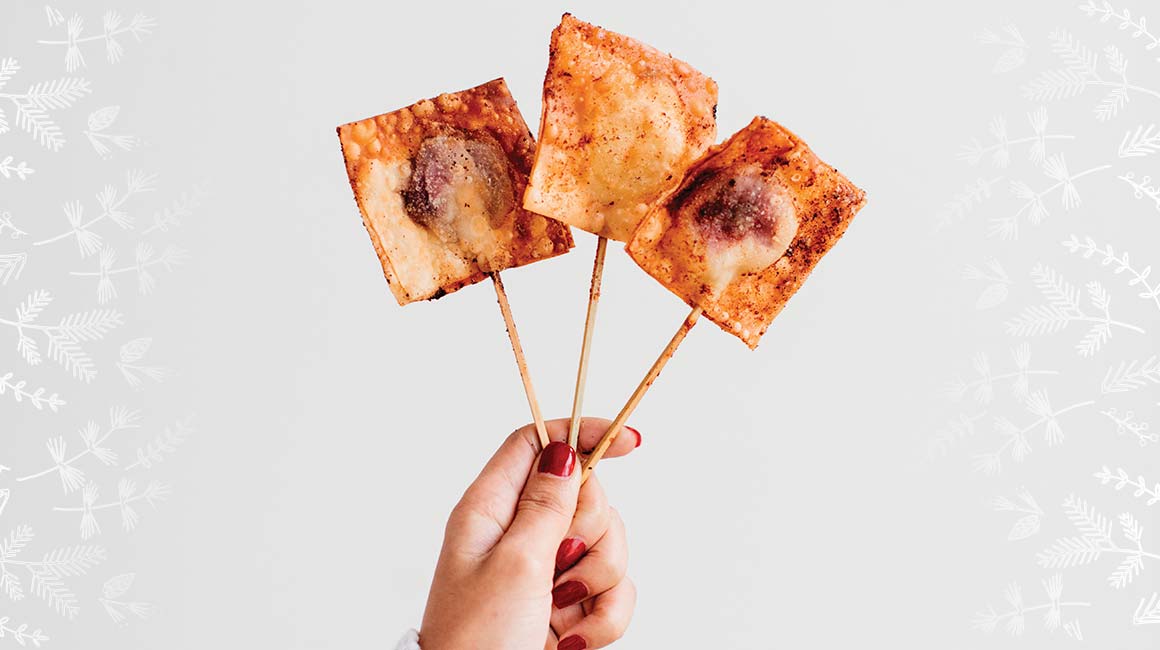 Deep-fried goat cheese on a stick